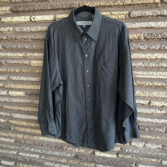 Kenneth Cole Collection Gray Woven Long Sleeve Shirt Size 16.5 32/33 - Picture 7 of 7